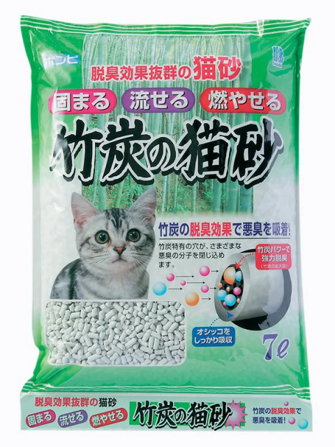 紙系のおすすめ猫砂①「ボンビ 竹炭の猫砂」