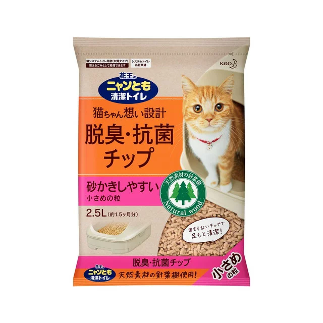 木系のおすすめ猫砂①「花王 ニャンとも清潔トイレ脱臭・抗菌チップ」